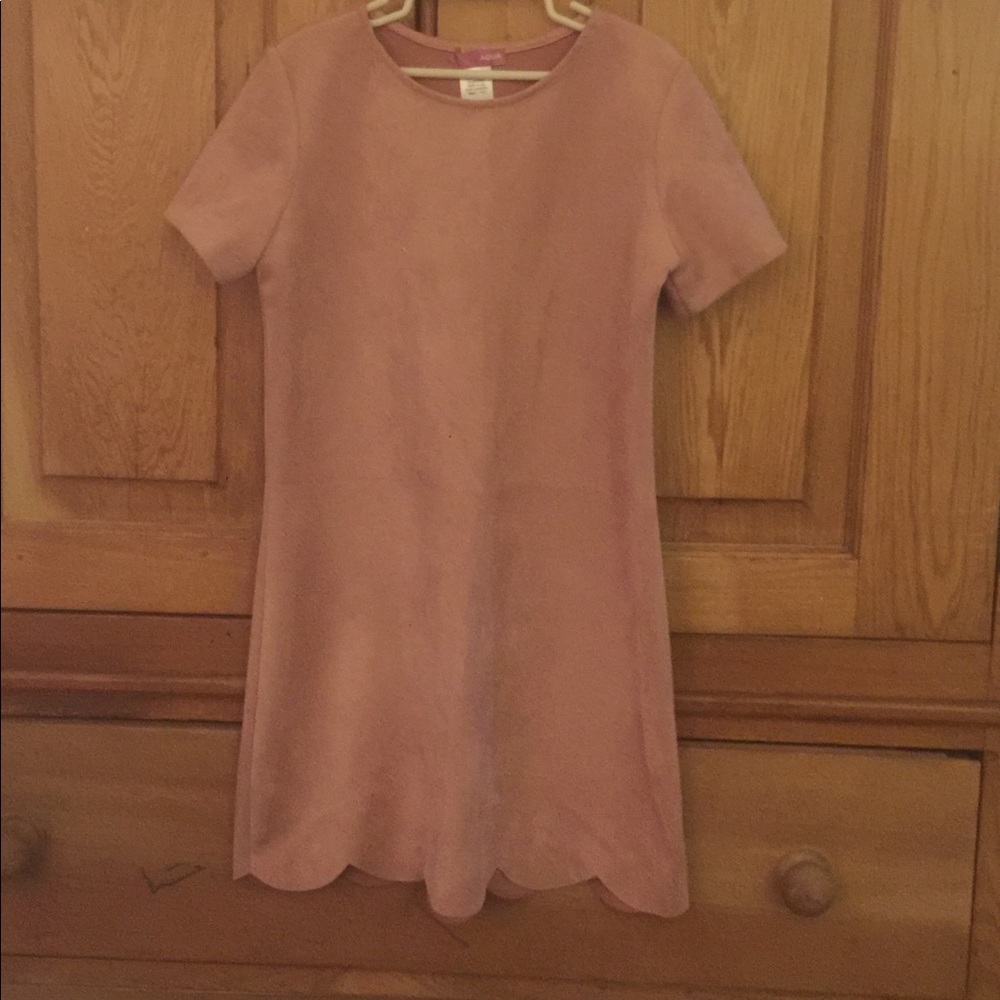 Girls rose suede scallop dress. Size XL